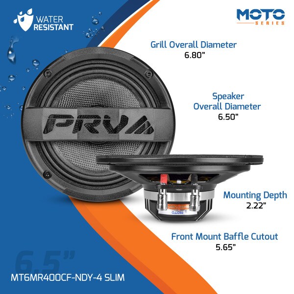 Main product image for PRV Audio MT6MR400CF-NDY-4 SLIM Moto Series 6.5" Carbon Fiber Neodymium Midrange Loudspeaker 4 Ohm267-8030